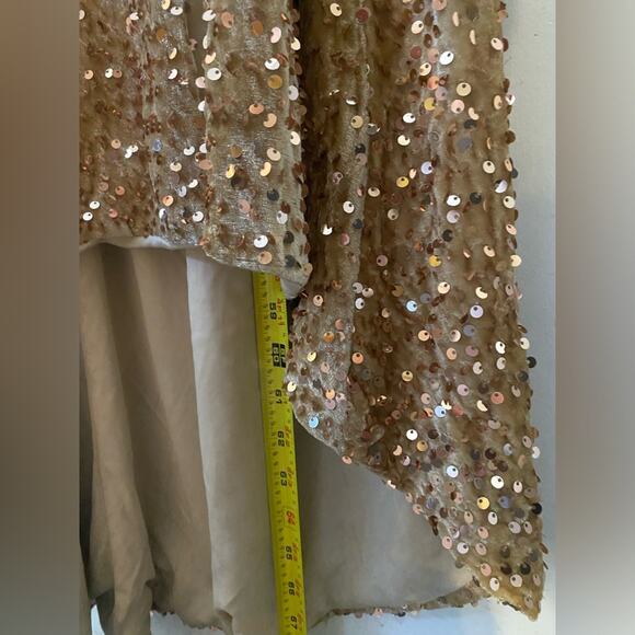 Gold Sequin Maxi Dress Womens Size 2 Party Guest Formal Gown Elegant Prom NWTF - Picture 10 of 16